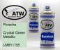 Preview: Porsche, Crystal Green Metallic, LM6Y / S5: 400ml Sprühdose + 400ml Klarlack - Set, von ATW Autoteile West.
